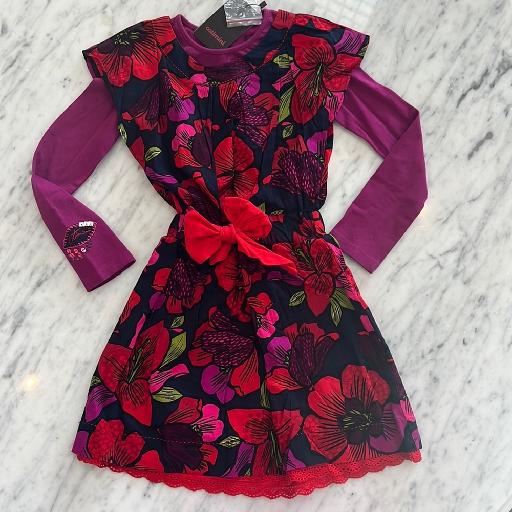New Catamini Layered Floral Girls Dress